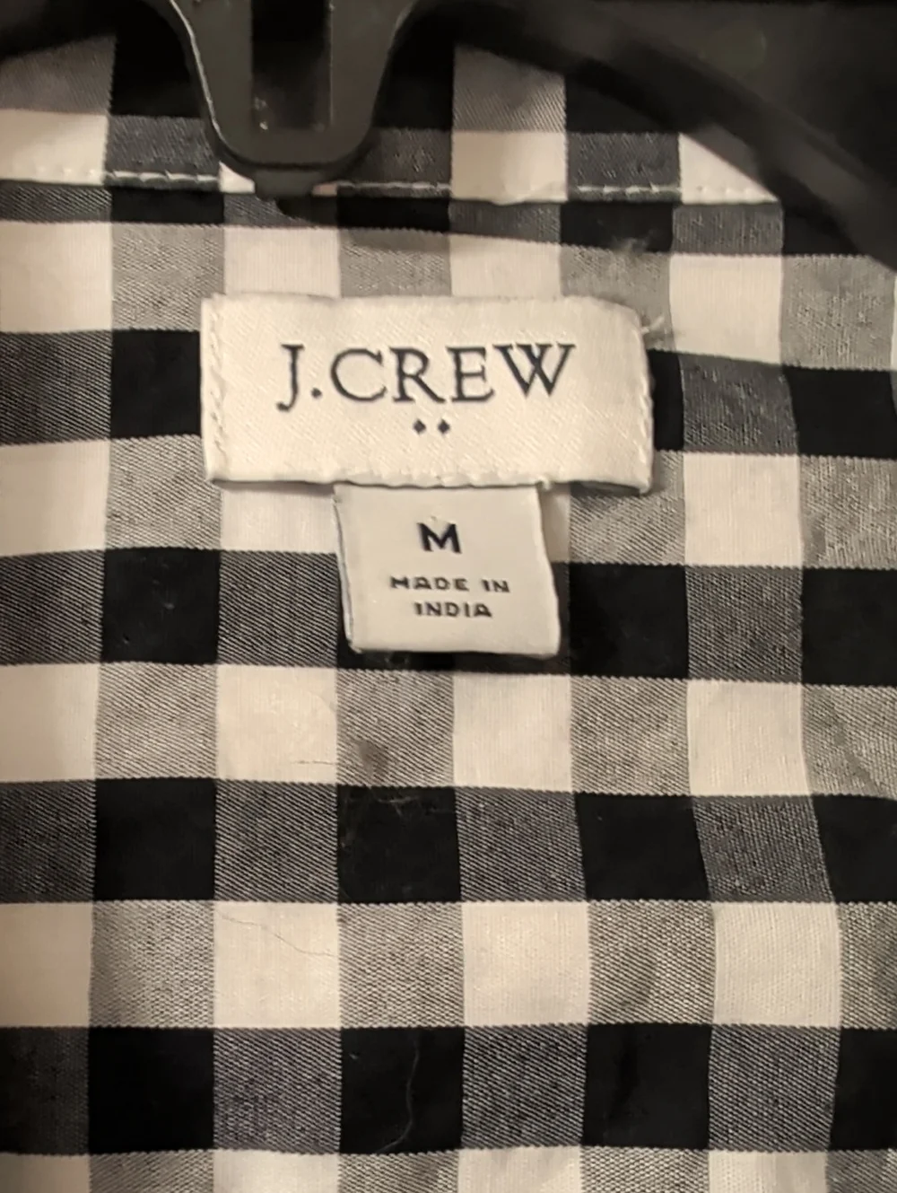 J. Crew Black and White Gingham Button-Down Shirt